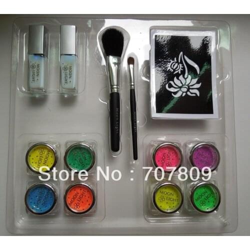 8pcs UV Glitter Tattoo Powder for Body Art - Temporary Tattoo /body painting professional glitter tattoo Kit free shipping