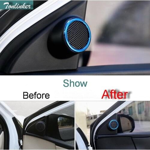 Tonlinker 2 PCS DIY Car Styling Stainless Steel Tweeter speaker Decorative cover case Stickers For TOYOTA Corolla Altis 2014