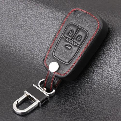Car styling Genuine leather key cover bag case auto accessories For Chevrolet Cruze AVEO Malibu LOVA, 3 Buttons fold key