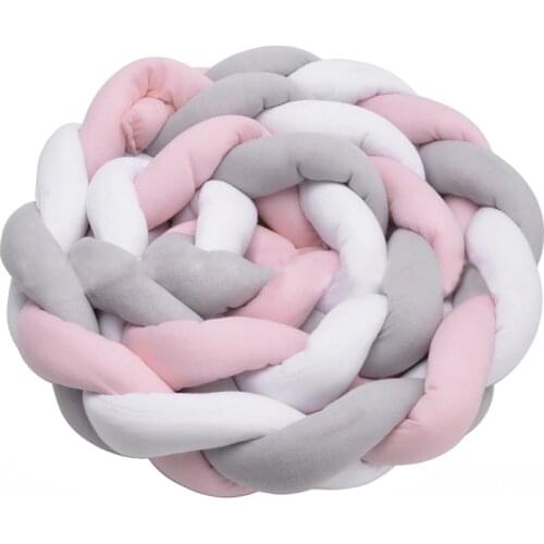 Baby Crib Bumper Knotted Braided Plush Nursery Cradle Decor Newborn Gift Pillow Cushion Junior Bed Sleep Bumper (2 Meters, White