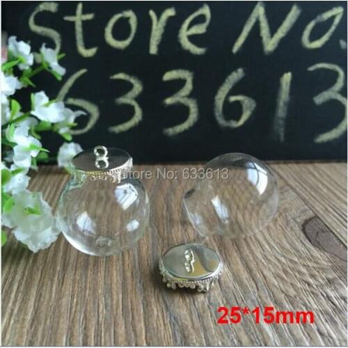 Free ship!!! 50set 25*15mm glass globe with silver jewelry findings set glass bubble, glass diy vial pendant, charm orbs pendant
