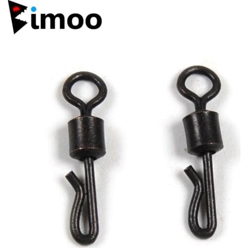 Bimoo 50pcs Q-Shaped Matt Black Brass Kwik Quick Change Swivel Clip for Carp Fishing Terminal Tackle Accessory Size 4