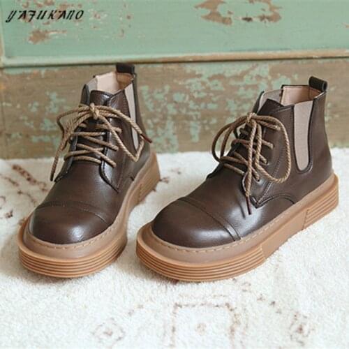 Chelsea Boots Mori Girl Thick Bottom Short Boots Handmade British Style Platform Warm Ankle Boots Literary Retro Womens Shoes