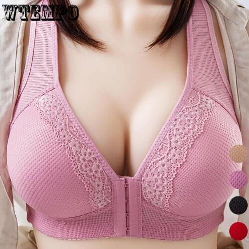 Front Closure Push Up Bra Women Plus Size Bras Seamless Underwear Wide Strapts Wireless Soft Bralette Big DCup Brassere Lingerie