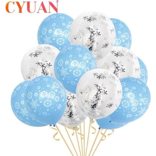 CYUAN 15pcs Christmas Snowflake Balloons Confetti Air Balloons 2020 Happy New Year Xmas Party Christmas Home Decorations