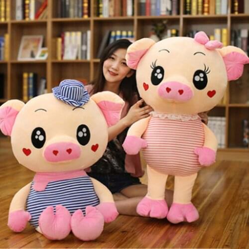 Fancytrader Giant Soft Couple Pigs Toys Stuffed Animals Pig Wear Shirt Pillow Doll 90cm 35inch