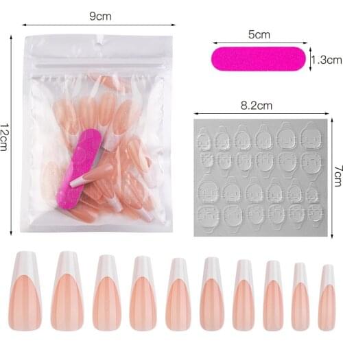 French Fake Nails Coffin Artificial Nails Tips With Jelly Glue False Artificial Nail Extention Nail Art Tools Accessories