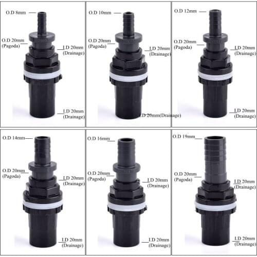O.D 20/25-8/10/12/14/16/19/20/25mm UPVC Pipe Fish Tank Joint Set Pagoda Drainage Connector Garden Irrigation Soft Hose Adapter