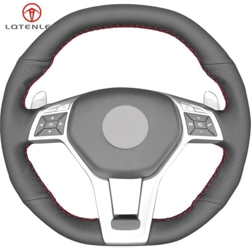 LQTENLEO Black Artificial Leather Car Steering Wheel Cover For Mercedes-Benz A45 CLA45 C63 E63 CLS63 SLK55 SL 63 65 GLA45 AMG