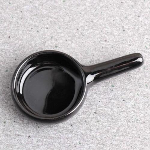 Ceramic Candle Holder with Handle, Dinner Table Decoration Candlestick Stand for Wedding Party (Black)