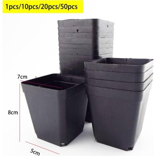 Square Plastic Mini Plant Flower Pot Black Color Planters Pot Home Office Decor Succulent Nursery Pot Garden Tools 20pcs/50pcs
