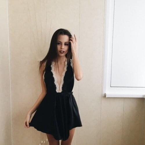 Yomrzl summer sexy womens nightgown lace sleep dress deep v-neck sleepwear indoor clothes A119