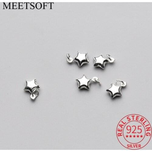 MEETSOFT 100% Silver Classic 9MM Small Star Charms For DIY Necklace Decoration Making Finding Handmade Jewelry Accessories