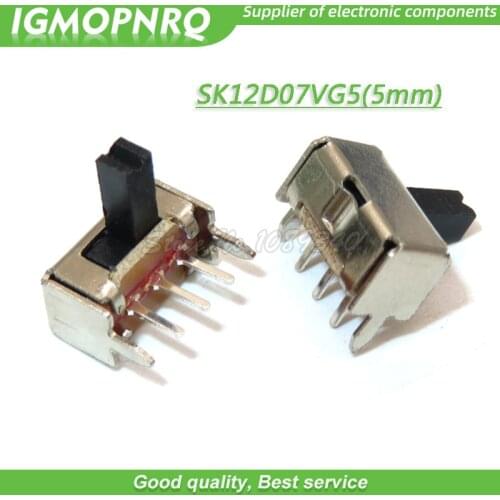50pcs SK12D07VG5 Miniature Slide Switch SPDT 3 Pin PCB 2 Position 1P2T Side Knob Handle High 5mm IGMOPNRQ