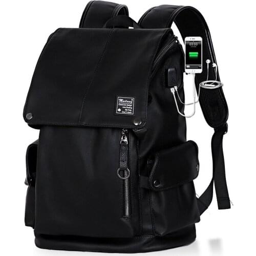 Men Multifunction Travel Bag Fashion USB Charging Backpacks Man Waterproof PU Laptop Bagpack Designer Classic Sac For Teenage
