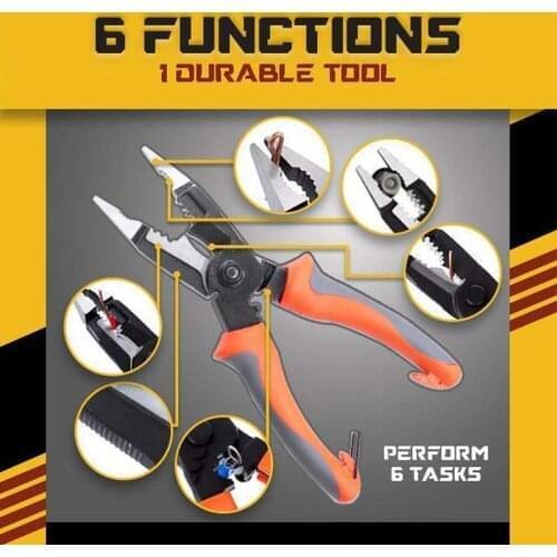 6 In 1 Multifunctional Electrician Pliers Wire Cutter Alloy Steel Side Cutter Heavy Duty Stripping Pliers Multifunctional Tools