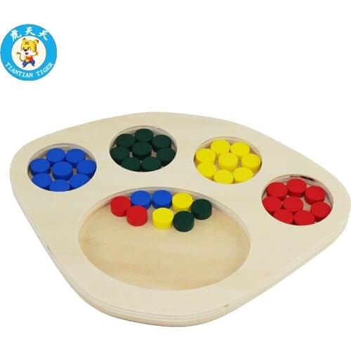 Montessori Baby 3-6 Years Old Early Education Wooden Toys Preschool Training Color Sorting Tray