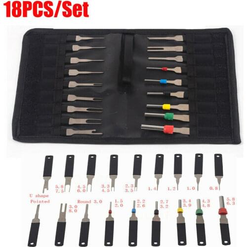 NEW 18pcs Terminal Removal Tool Kit Pin Needle Retractor Pick Electrical Wire Plug Puller Cloth Bag Repair Hand Tools Kit