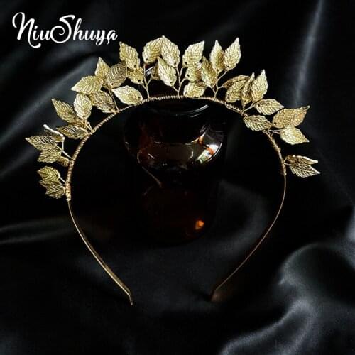 NiuShuya Goddess Gold Leaf Hairband Crown Hair Jewelry Wedding Bridal headdress Tara Headpieces Hair Accessories