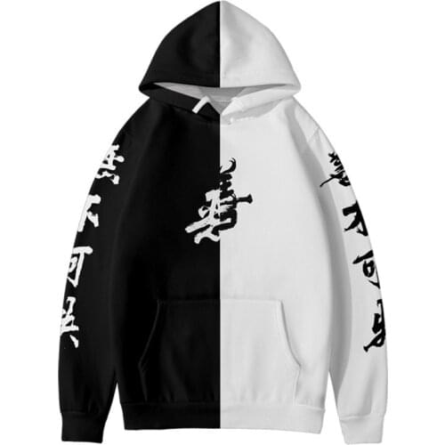 2020 New 3D Black and white good and evil Hoodies Men/women Cartoon Element Hoodie Casual Children Long Sleeve Pullover