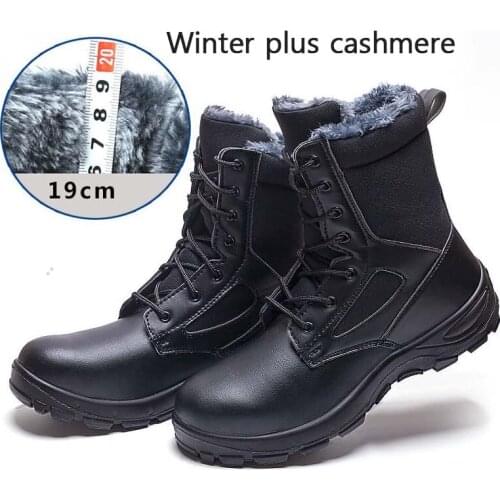 New Winter safety work Boots Men Outdoor Leather anti-piercing Desert Tactical Safety Shoes Army Military Combat Boot