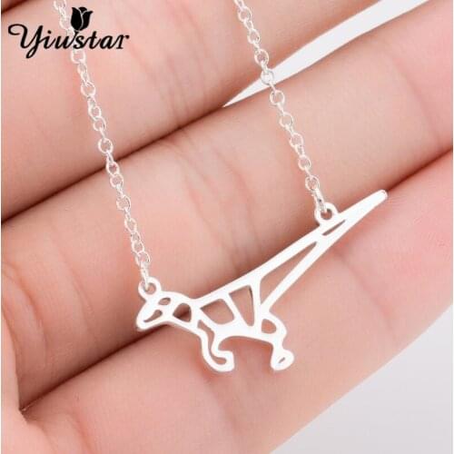 Trendy Christmas Gifts Dinosaur Stainless Necklaces for Women Geometric Origami Jewelry Pendant Necklace Chains Animal Laticle