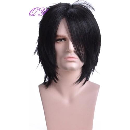 Synthetic Short Men Wig Natural Black Straight Hair Wigs for Man High Quality New Fashion Style Cosplay Breathable Mens Hair