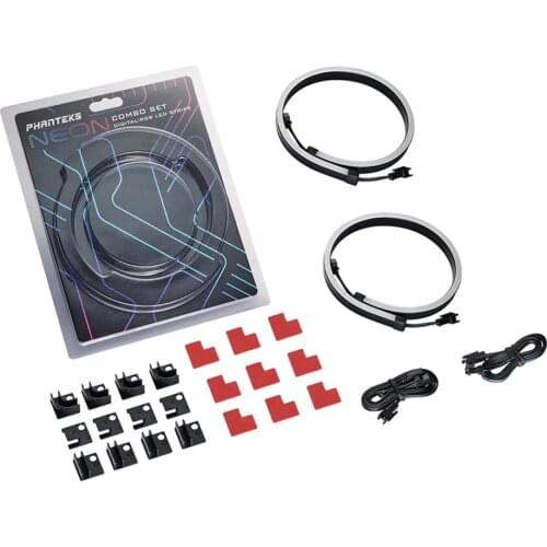 PHANTEKS 2Pcs 400mm Combo Light Strip ARGB Neon Computer Case Decoration LED Strip Set 5V 3 PIN Flexible Lamp Tape for PC Case