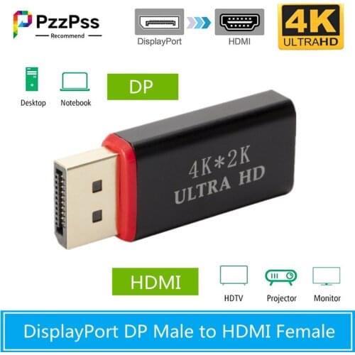PzzPss DP to HDMI Converter 4K*2K 30Hz Video Audio Connector Display Port to HDMI Adapter Female to Male for HDTV PC Wholesale