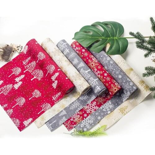 Christmas Decoration Christmas Snowflake Tree Print Table Runner Creative Christmas Table Runner Christmas Decorations for Home