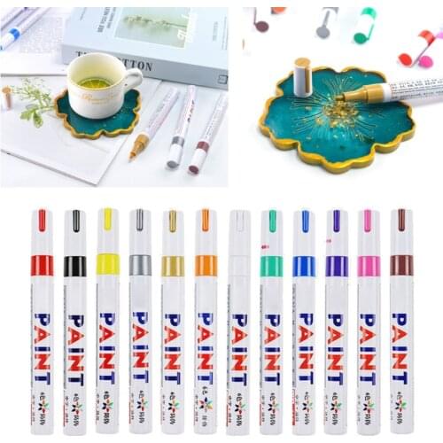 12 Colors Epoxy Resin Drawing Pen Gold Leafing Point Pen Marker Acrylic Paint Highlights Metallic Permanent Markers Kit DropShip