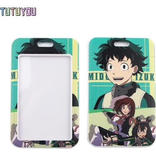 1pc PC2717 Anime Green Frog Girl My Hero School Lanyard Credit Card ID Holder Student Travel Bus Business Card Cover Badge