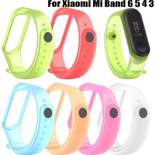 Clear Strap For Xiaomi Mi Band 6 5 4 3 Silicone Wristband Bracelet Replacement MiBand 6 5 Wrist Color TPU Transparent cool belt