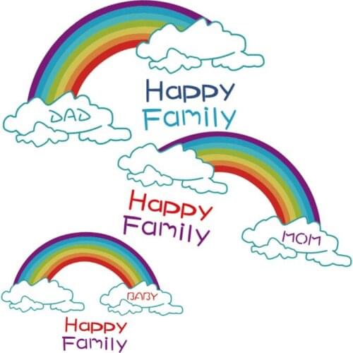 Iron on Transfer Rainbow Patches for Clothing DIY T-shirt Dresses Appliques Happy Heat Transfer Vinyl Stickers Stripe on Clothes