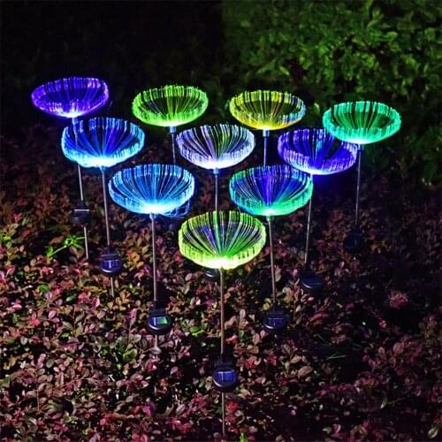 Outdoor Solar Jellyfish Light Led Fiber Optic Colorful Garden Landscape Light Garden Fence Terrace Decoration Christmas 1 Pcs