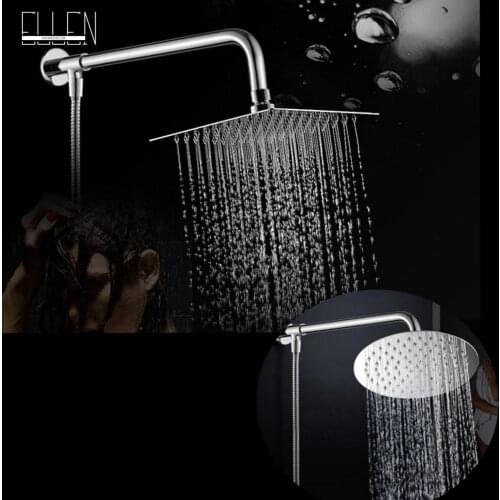 Vidric Square Rainfall Shower Head 8 " 10" 12 " Stainless Steel Shower with Arm Roll Shower Head ELF200