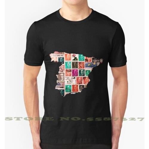 Spain Summer Funny T Shirt For Men Women Spain Stamp Map Travel Mail Europe