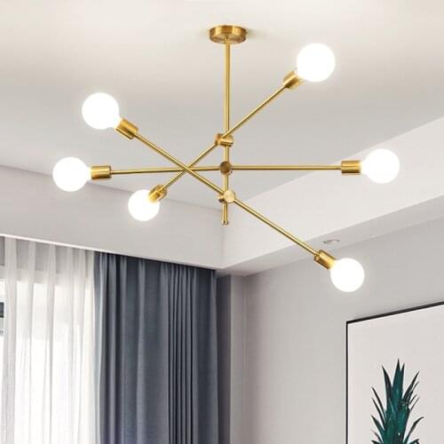Gold Led Ceiling Chandelier Led Chandeliers Indoor Lighting Long Pole Chandelier Lights for Living Room Bedroom Pendant Light