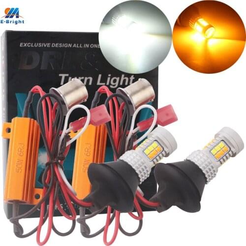 1Set Car DRL Driving & Turn Lights 1156 P21W BA15S PY21W BAU15S 3156 7440 W21W 3030 30 SMD Resistor Canbus Error Free No Flicker