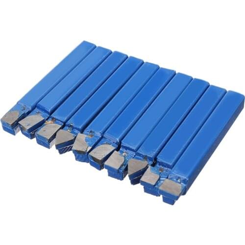 10Pcs 1/4" Carbide Tip Tipped Cutter Tool Bit Cutter Set Metal Lathe Tool Blue For CNC Lathe Turning Tool Boring Bit