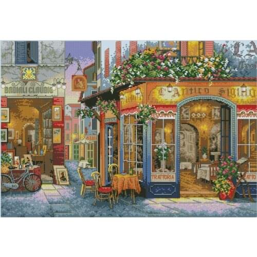 14/16/18/27/28 Top Quality Hot Selling Lovely Counted Cross Stitch Kit European Bistro Bar Saloon Street Shop 35224