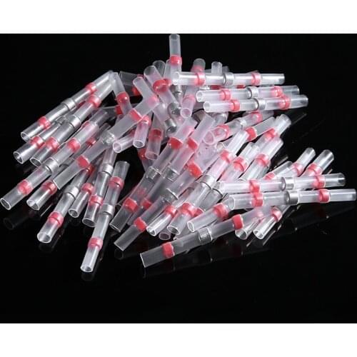 50pcs Waterproof Tin Solder Seal Sleeve Heat Shrink Butt Wire Connectors Terminals Diameter 2.7 mm 22-18 AWG