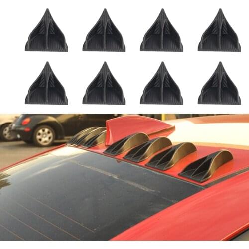 8pcs Car SUV Universal carbon fiber Vortex Generators Roof Shark Fins Spoiler Wing Kit