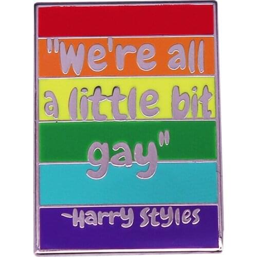 Lovers Accessories "We're all a little bit gay " Rainbow letters Metal Enamel Lapel Clothes Coats Backpack Bag Badge Brooch Pin