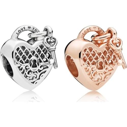 Free Shipping Authentic 925 Sterling Silver Love You Lock Charm Fit Original Bracelet For Women DIY Jewelry S925 Beads