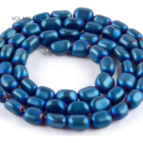 Natural Matte Irregular Blue Hematite Stone Round Loose Beads For Jewelry Making 5-8mm Spacer Beads Fit Diy Bracelet 15‘’Strand