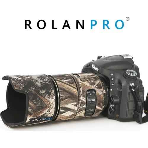 ROLANPRO Lens Cover Camouflage Rain Cover for Nikon AFS 105mm f/2.8G IF-ED VR Lens Sleeve Guns Case Photography Accessories