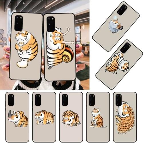 Phone Case For SamSung Galaxy S10 S20 S9 S7 S8 S6 Plus Edge E Lite Ultra Black Cover Prime Silicone Various Animals Tiger Skins