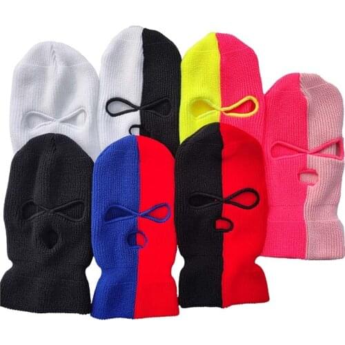 Black cycling winter hats unisex funny mask hat handmade wool knit bonnet halloween party ski beanie caps czapka zimowa touca