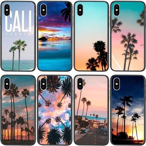 Black Funda Pretty Prime Trend California Trees Beach Surf Travel Tropical New Released For Redmi Note 10 9 9S 9T 8 8T 7 6 5 5A